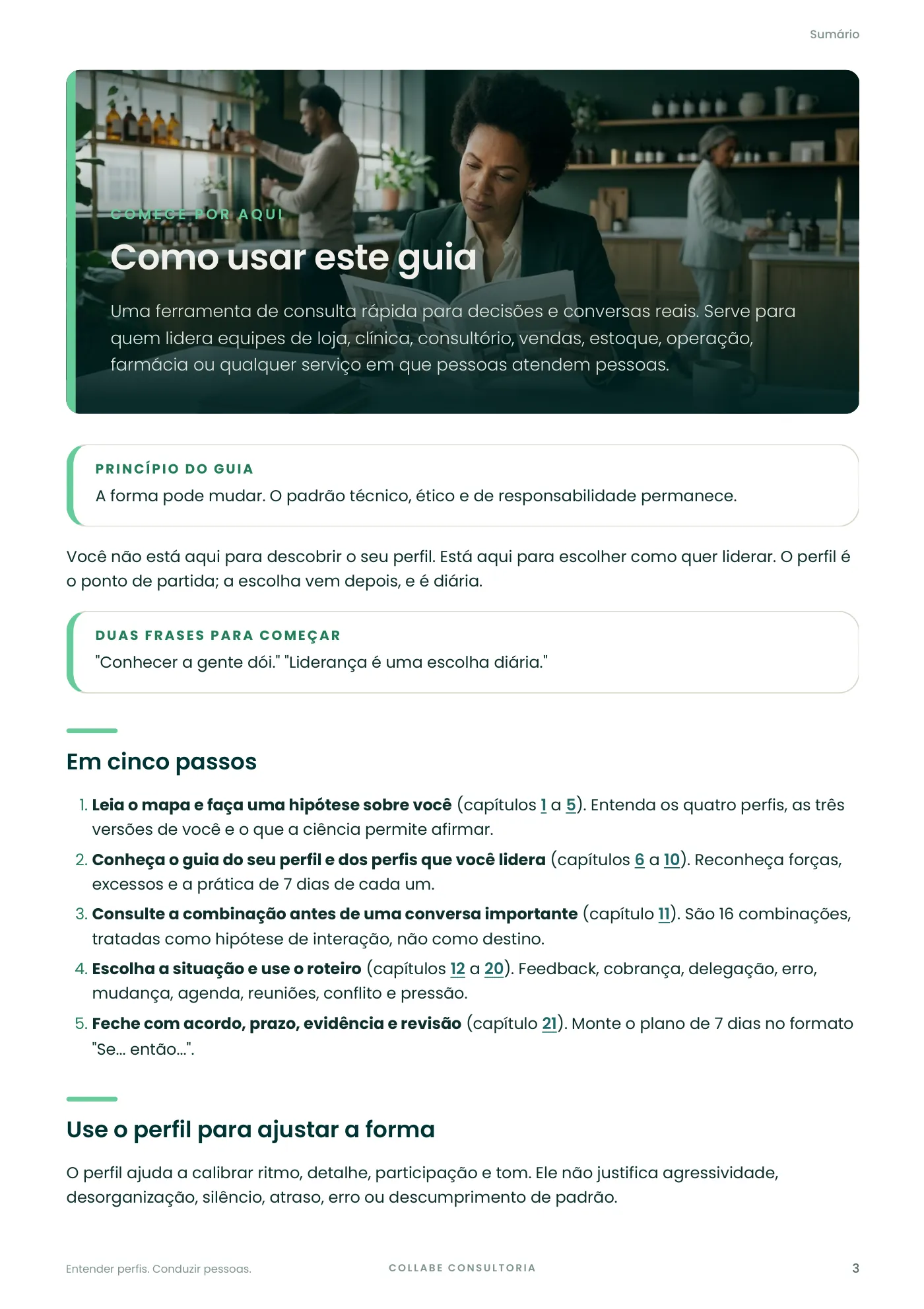 Página 3 de Entender perfis. Conduzir pessoas.