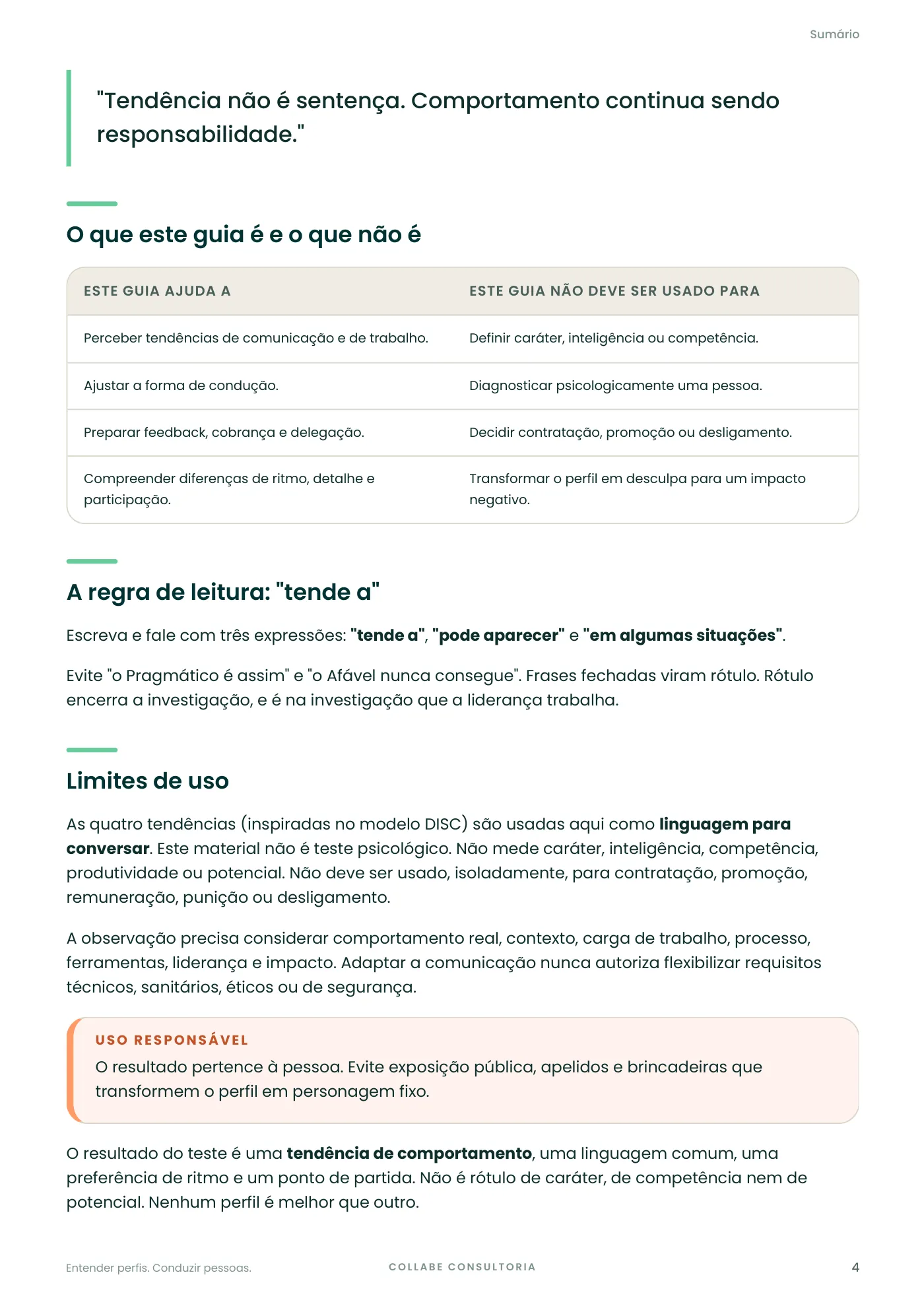 Página 4 de Entender perfis. Conduzir pessoas.