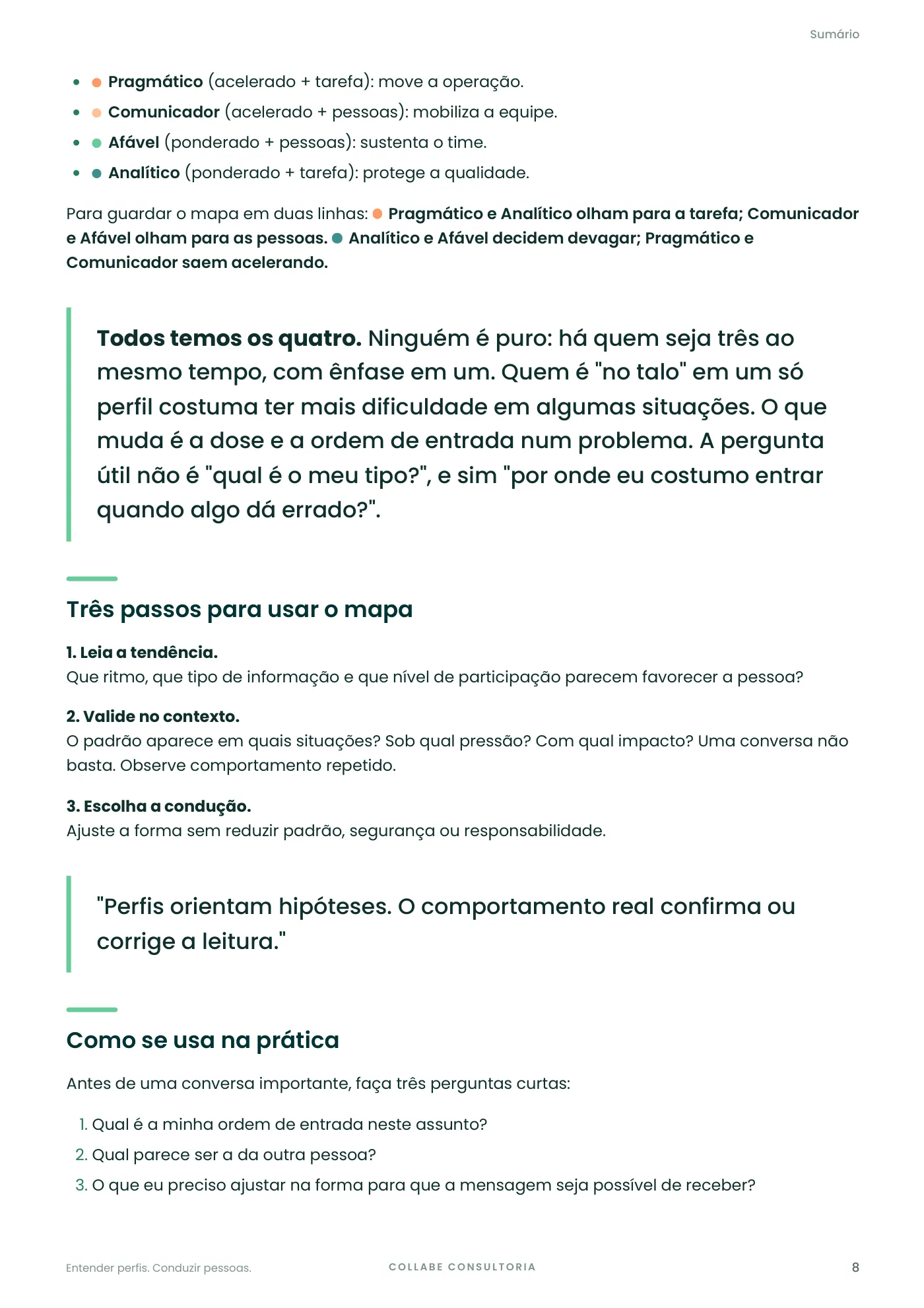 Página 8 de Entender perfis. Conduzir pessoas.