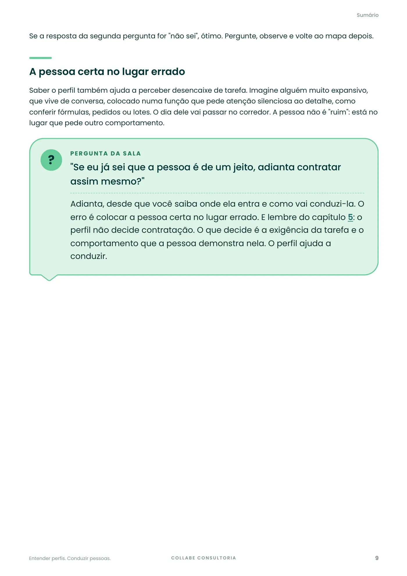 Página 9 de Entender perfis. Conduzir pessoas.