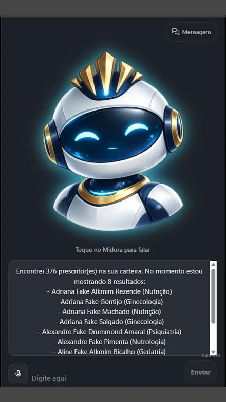 Midora Voice respondendo sobre a carteira de prescritores